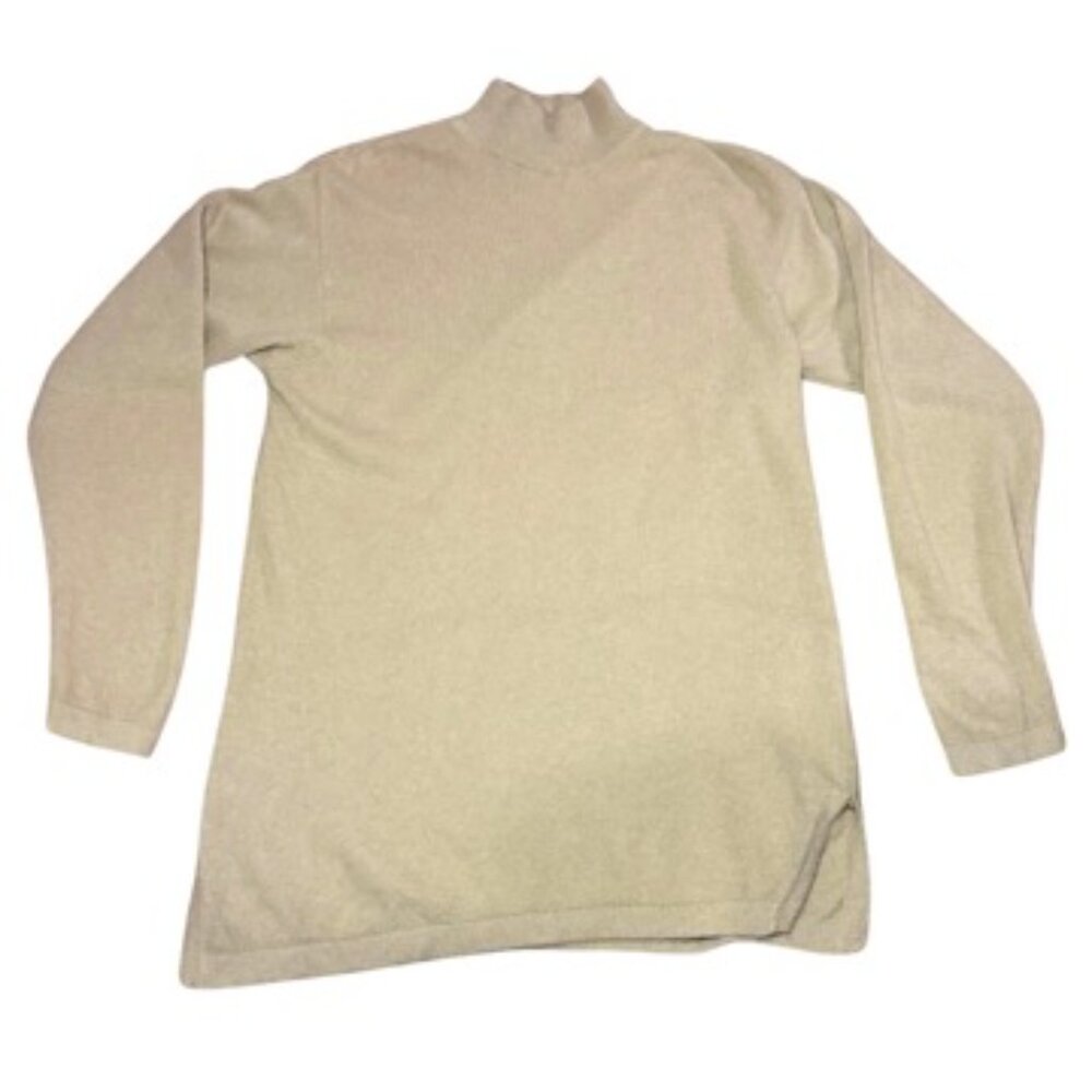 Vintage Italian Angora Wool Blend Mock Turtleneck Camel Color Sweater Size Large